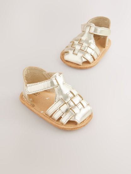 Gold Baby Fisherman Sandals (0-24mths) - Size Up To 3 Months (50 - 62cm) - Gold
