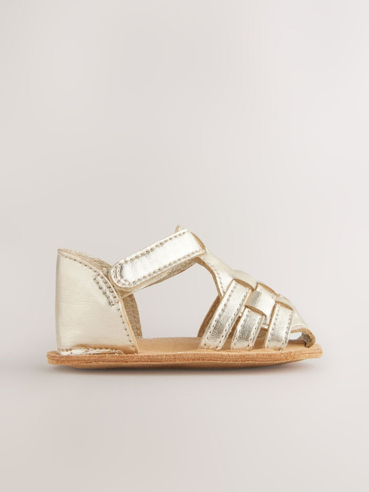 Gold Baby Fisherman Sandals (0-24mths) - Size Up To 3 Months (50 - 62cm)