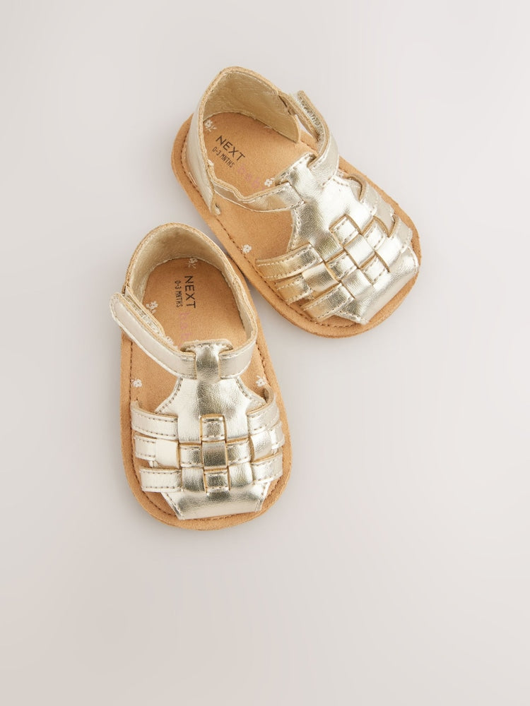 Gold Baby Fisherman Sandals (0-24mths) - Size Up To 3 Months (50 - 62cm)