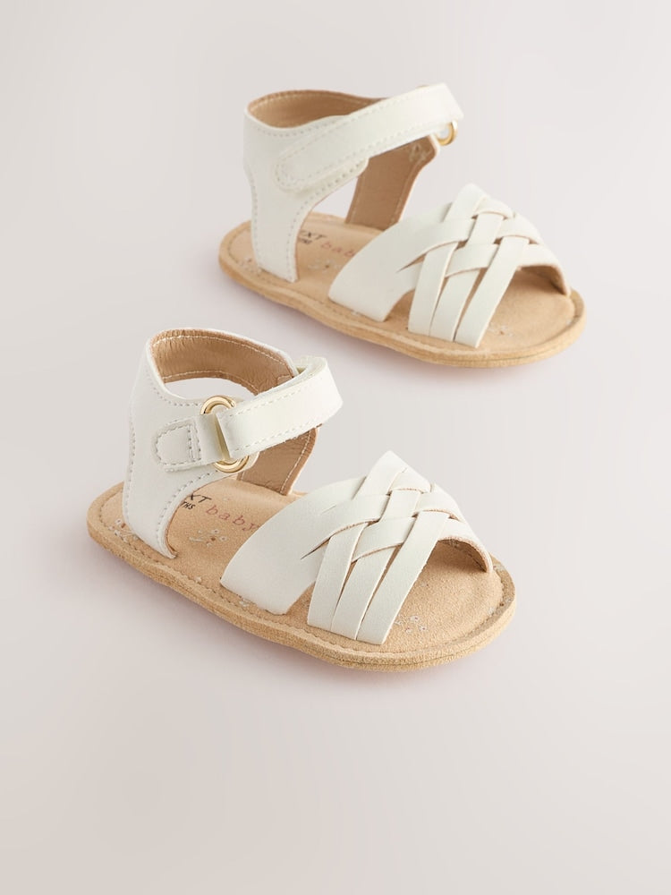White Baby Fisherman Sandals (0-24mths) - White / Up To 3 Months (50 - 62cm)