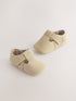 Stone Suede Leather Baby T-Bar Shoes (0-24mths) - Stone Suede / Up To 3 Months (50 - 62cm)