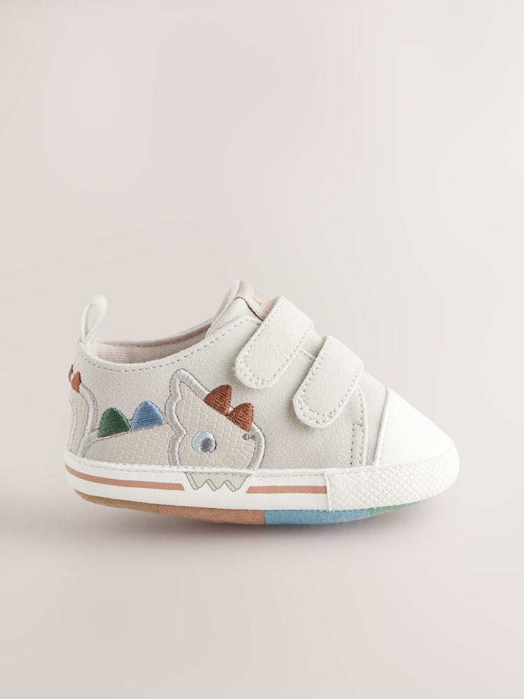 Grey Dino Touch Fastening Baby Trainers (0-2mths) - Size Up To 3 Months (50 - 62cm)