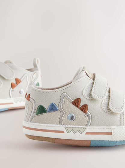 Grey Dino Touch Fastening Baby Trainers (0-2mths) - Size Up To 3 Months (50 - 62cm)