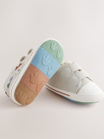 Grey Dino Touch Fastening Baby Trainers (0-2mths) - Size Up To 3 Months (50 - 62cm)