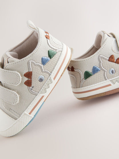 Grey Dino Touch Fastening Baby Trainers (0-2mths) - Size Up To 3 Months (50 - 62cm)