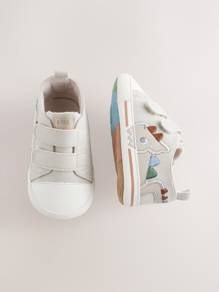 Grey Dino Touch Fastening Baby Trainers (0-2mths) - Size Up To 3 Months (50 - 62cm)