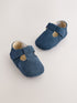 Navy Suede Leather Baby T-Bar Shoes (0-24mths) - Size Up To 3 Months (50 - 62cm)