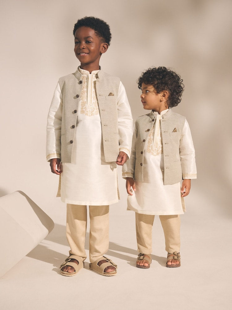 Neutral Eid Waistcoat (3mths-16yrs) - Size 3-6 Months (62-68cm)