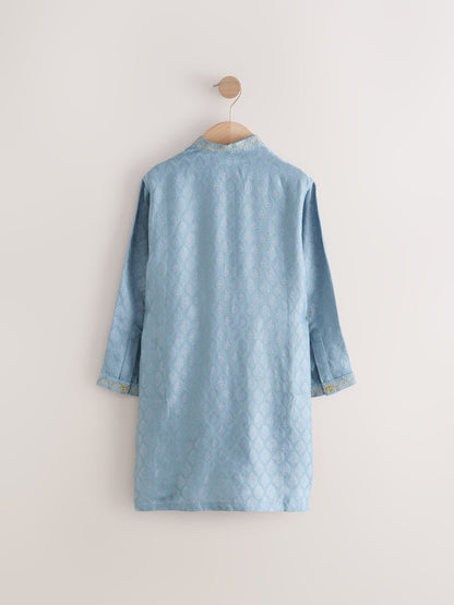 Blue Leaf Embroidered Kurta Shirt (3mths-16yrs) (3mths-16yrs)