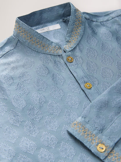 Blue Leaf Embroidered Kurta Shirt (3mths-16yrs) (3mths-16yrs)