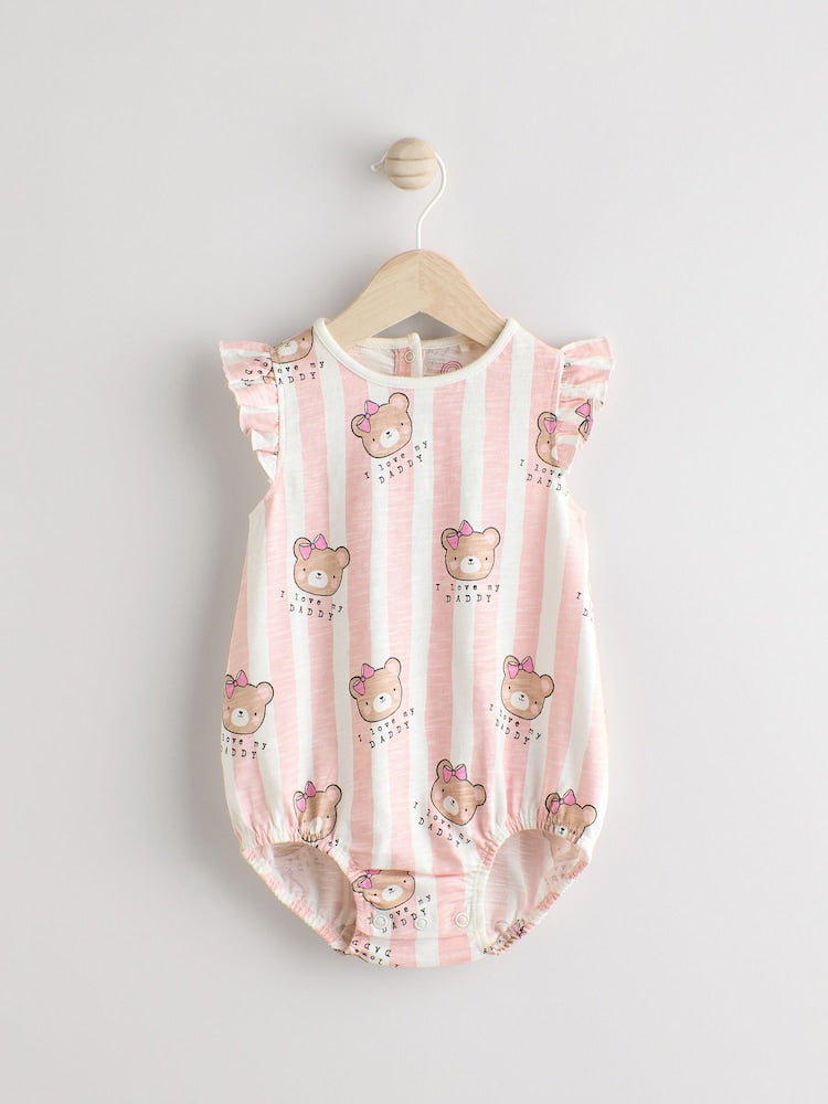 Pink/White Stripe I Love My Daddy Baby Bloomer Romper - Pink/White Stripe I Love My Daddy / 12-18 Months (80-86cm)