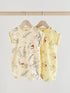 Yellow/White 2 Pack Printed Winnie The Pooh Baby Rompers - 12-18 Months (80-86cm)