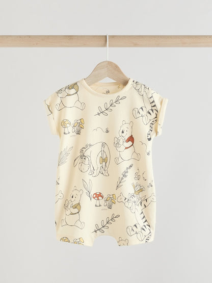 Yellow/White 2 Pack Printed Winnie The Pooh Baby Rompers