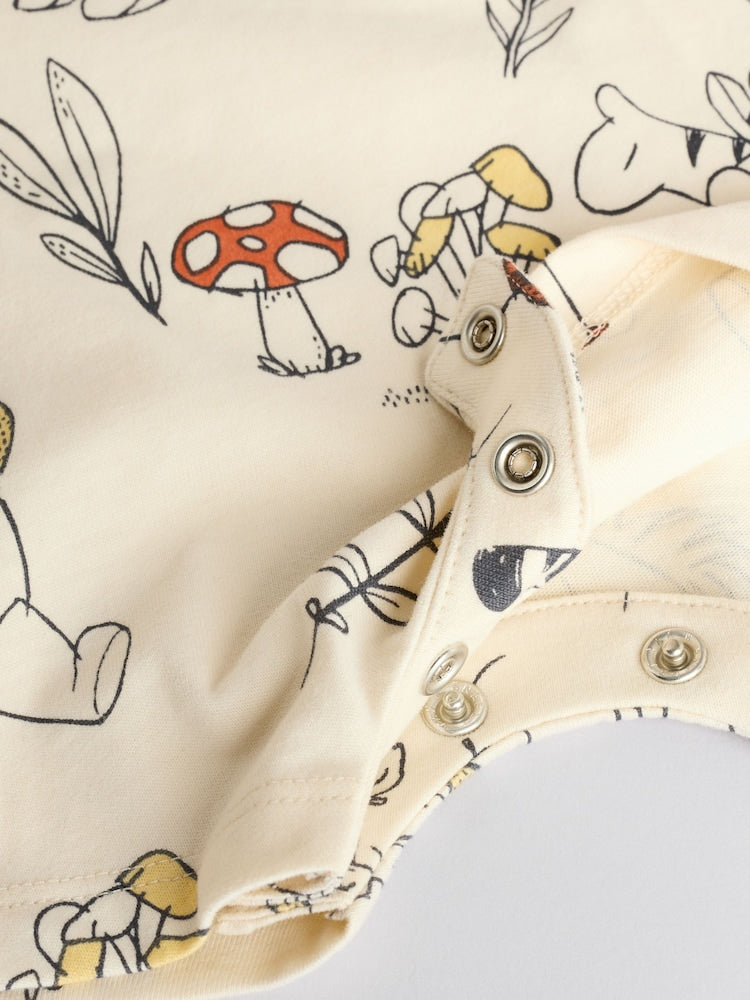 Yellow/White 2 Pack Printed Winnie The Pooh Baby Rompers
