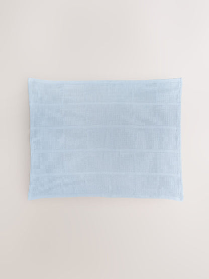 2 Pack Blue Cotton Baby Cellular Blankets - Size 75x95