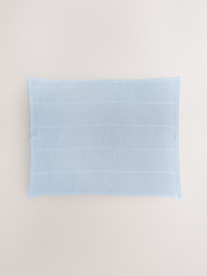 2 Pack Blue Cotton Baby Cellular Blankets - Size 75x95
