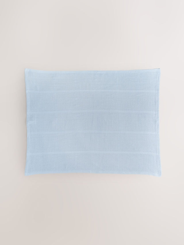 2 Pack Blue Cotton Baby Cellular Blankets - Size 75x95