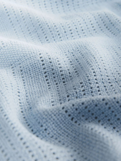 2 Pack Blue Cotton Baby Cellular Blankets