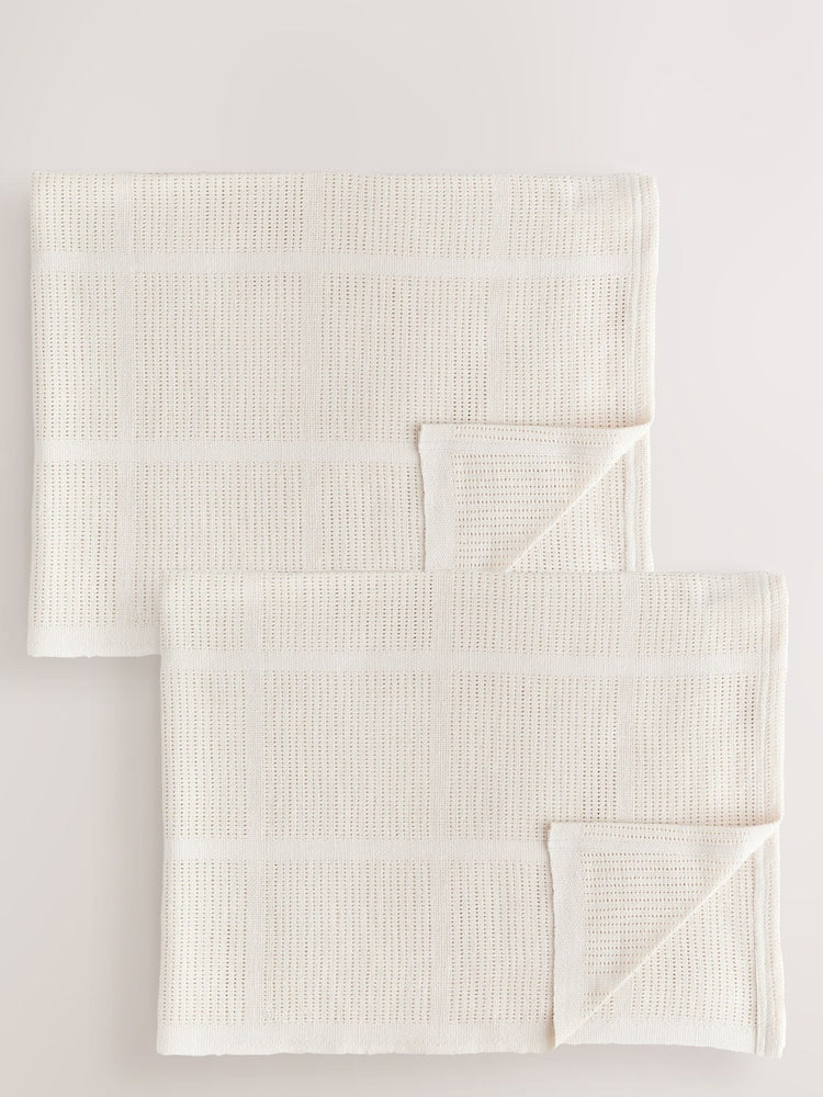 2 Pack Natural Cotton Baby Cellular Blankets - 100x150