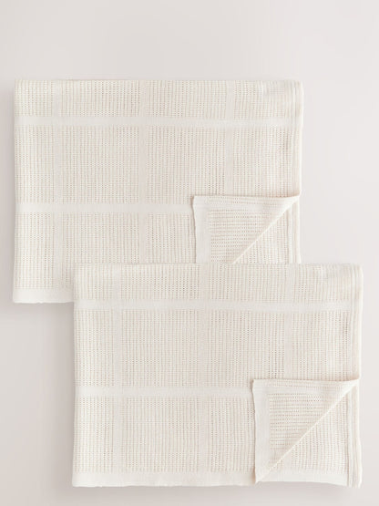 2 Pack Natural Cotton Baby Cellular Blankets - 100x150
