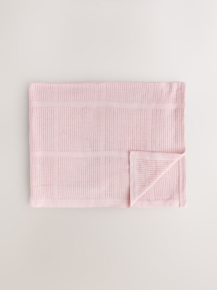 2 Pack Pink Cotton Baby Cellular Blankets - Size 75x95