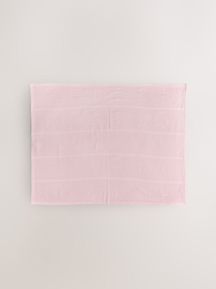 2 Pack Pink Cotton Baby Cellular Blankets