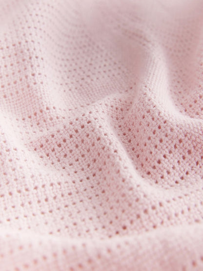 2 Pack Pink Cotton Baby Cellular Blankets