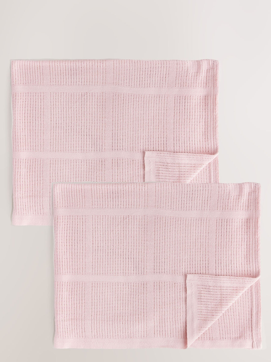2 Pack Pink Cotton Baby Cellular Blankets - Size 75x95 - Default 1