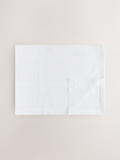 2 Pack White Cotton Baby Cellular Blankets