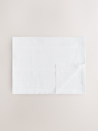 2 Pack White Cotton Baby Cellular Blankets - Size 75x95