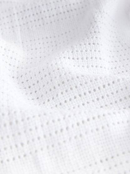 2 Pack White Cotton Baby Cellular Blankets - Size 75x95