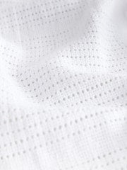 2 Pack White Cotton Baby Cellular Blankets - Size 75x95