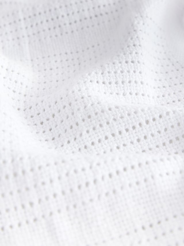 2 Pack White Cotton Baby Cellular Blankets - Size 75x95