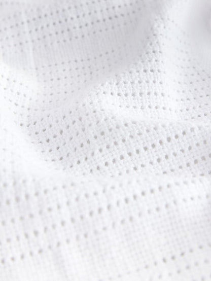 2 Pack White Cotton Baby Cellular Blankets - Size 75x95