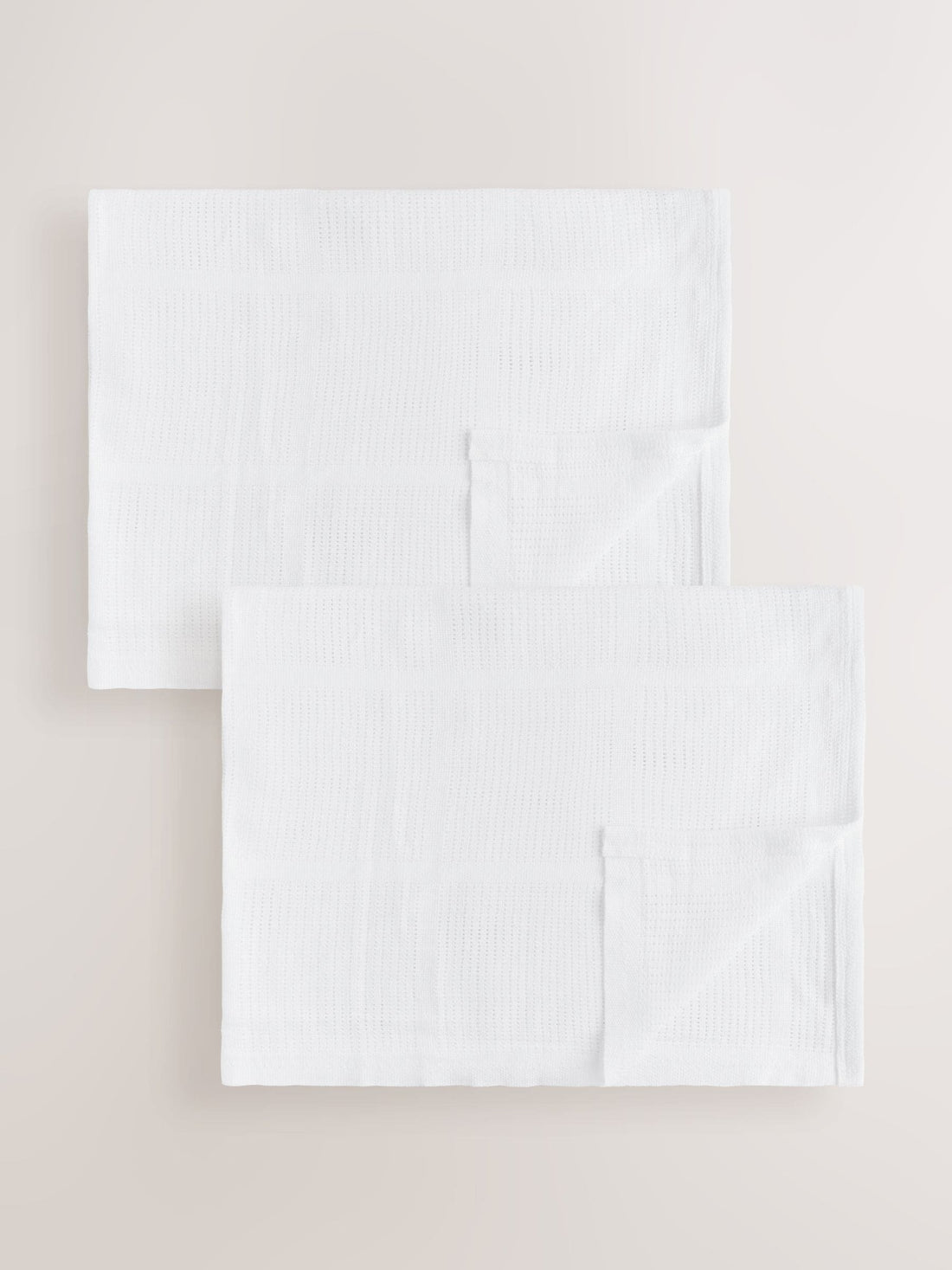 2 Pack White Cotton Baby Cellular Blankets - Size 75x95 - Default 1