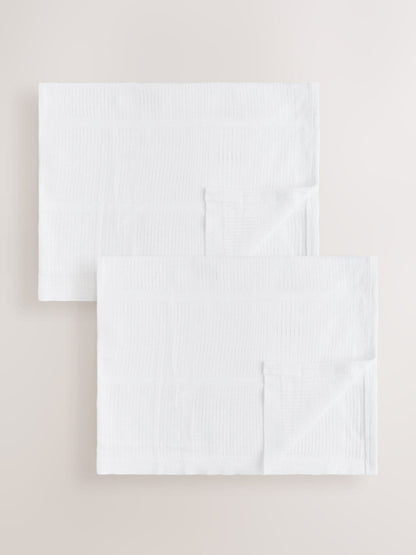 2 Pack White Cotton Baby Cellular Blankets - Size 75x95 - Default 1