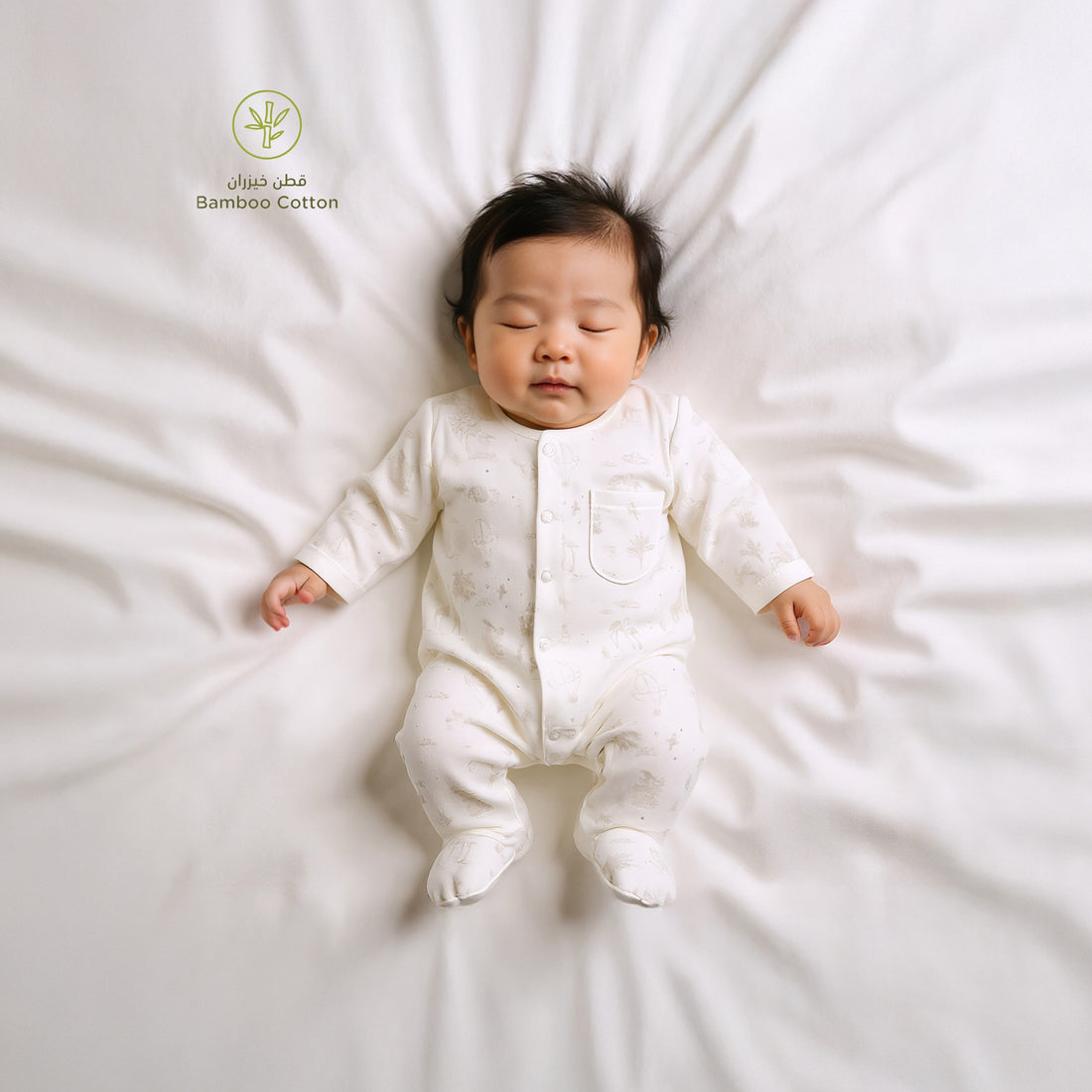 Juniors Printed Sleepsuit with Long Sleeves - White / 9-12 mths