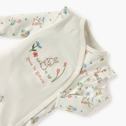 Juniors Embroidered Sleepsuit with Long Sleeves and Button Closure