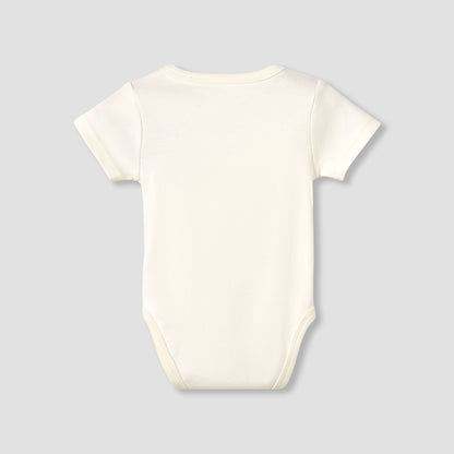Giggles Cotton V-neck Short Sleeve Bodysuit with Rocking Horse Embroidery