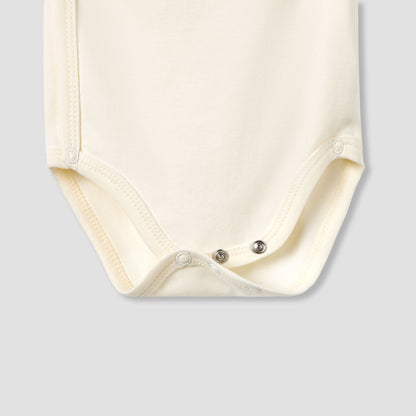 Giggles Cotton V-neck Short Sleeve Bodysuit with Rocking Horse Embroidery