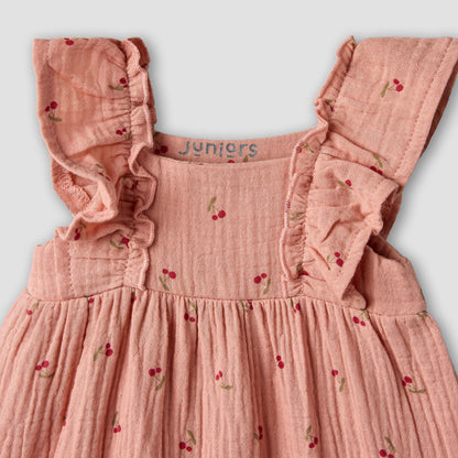 Juniors Square Neck Sleeveless Dress with Bloomers