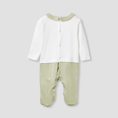 Juniors Giraffe Print Collared Sleepsuit with Long Sleeves