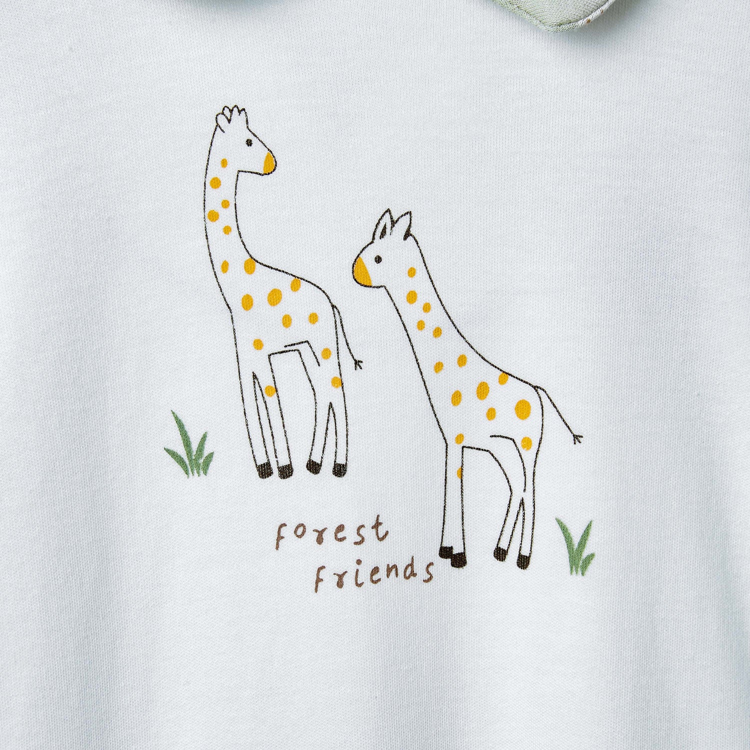Juniors Giraffe Print Collared Sleepsuit with Long Sleeves