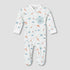 Juniors Cotton Mandarin Collar Long Sleeves Sleepsuit with Safari Print - White / 9-12 mths