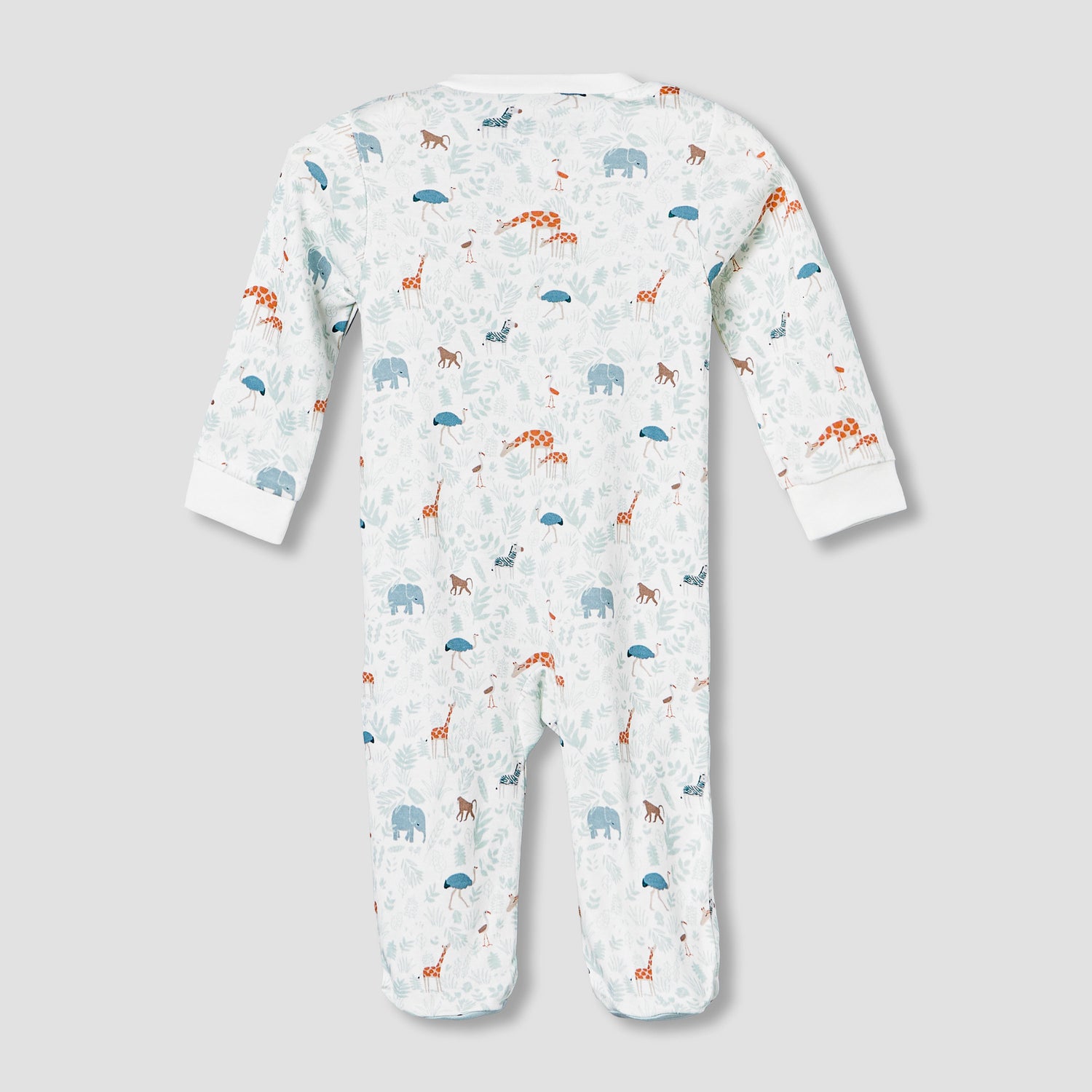 Juniors Cotton Mandarin Collar Long Sleeves Sleepsuit with Safari Print