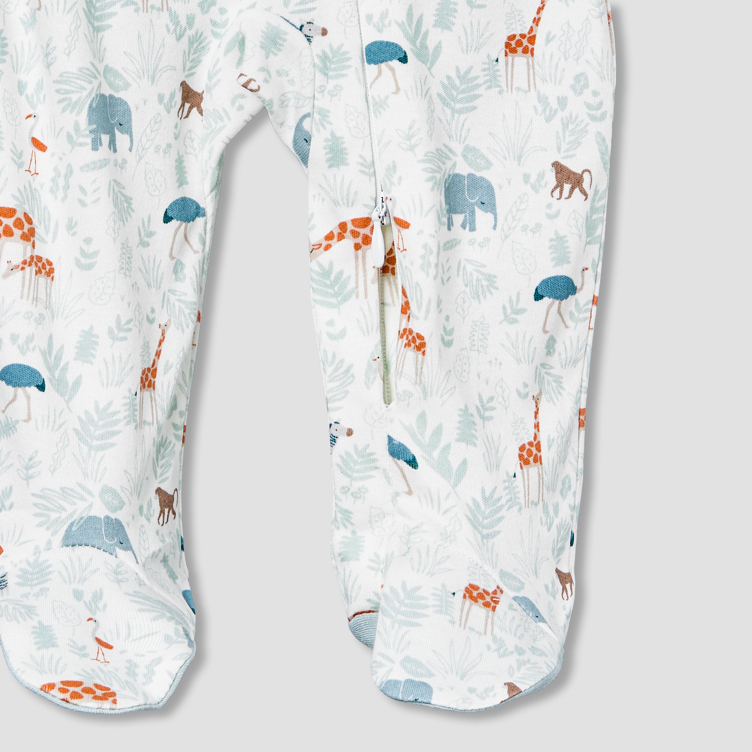 Juniors Cotton Mandarin Collar Long Sleeves Sleepsuit with Safari Print