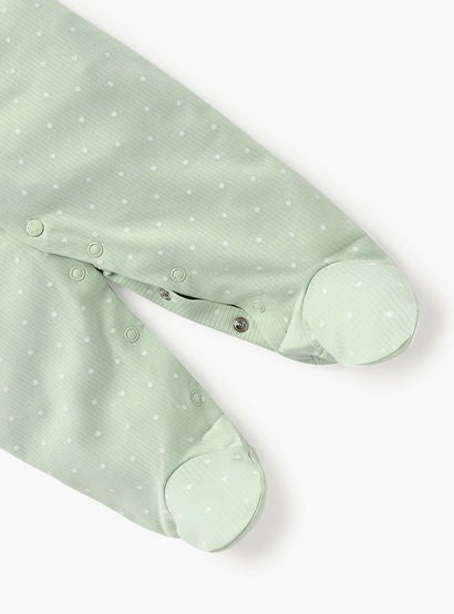 Juniors Polka Dot Print Sleepsuit with Long Sleeves and Lace Detail-baby-girls-clothing-nightwear-sleepsuits-image-4