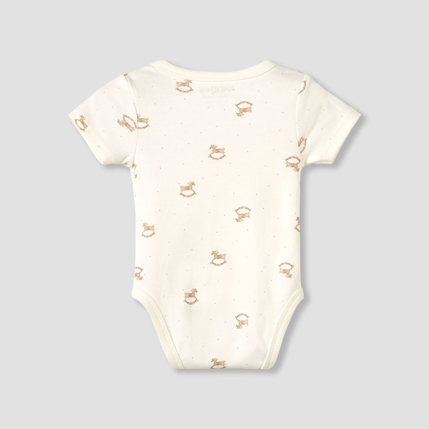 Giggles Cotton V-neck Short Sleeve Bodysuit with Rocking Horse Print