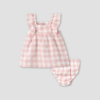 Juniors Square Neck Sleeveless Dress with Bloomers