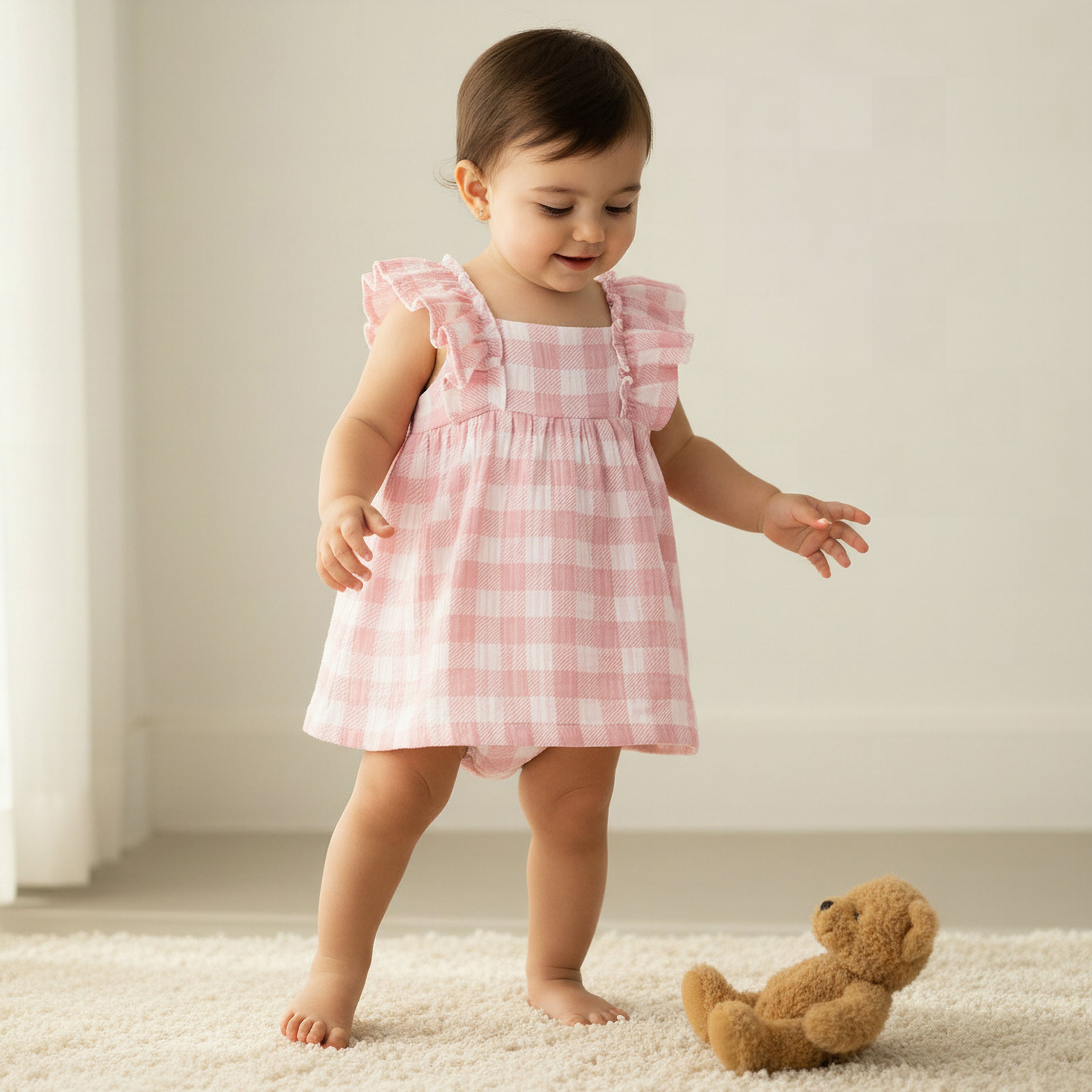 Juniors Square Neck Sleeveless Dress with Bloomers - Pink / 12-18 mths